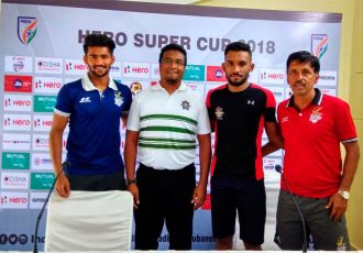 ATK and Chennai City FC Press Conference ahead of their Hero Super Cup match (Photo courtesy: AIFF Media)