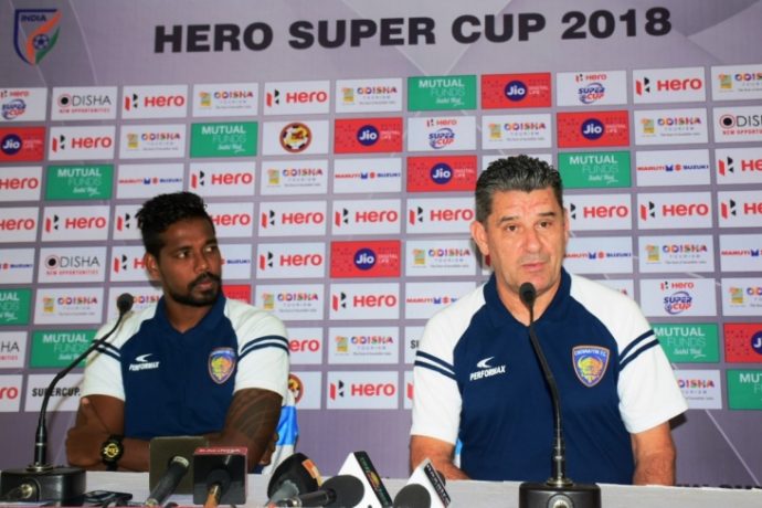 Head coach John Gregory during Chennaiyin FC's Hero Super Cup 2018 pre-match press conference. (Photo courtesy: AIFF Media)