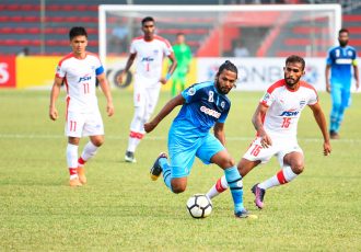Bengaluru FC defender Subhasish Bose in action against New Radiant SC at the Rasmee Dhandu Stadium, in Male, on Wednesday. (Photo courtesy: Bengaluru FC)