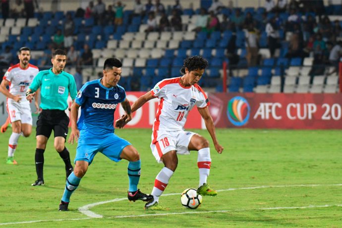 AFC Cup match action during Bengaluru FC's 1-0 win over New Radiant SC, at the Sree Kanteerava Stadium, in Bengaluru. (Photo courtesy: Bengaluru FC)