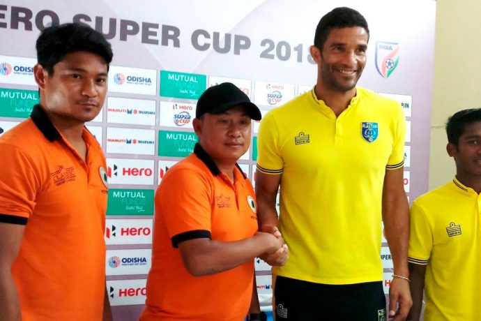 Pre-match press conference ahead of the Hero Super Cup 2018 match Kerala Blasters FC v NEROCA FC. (Photo courtesy: AIFF Media)