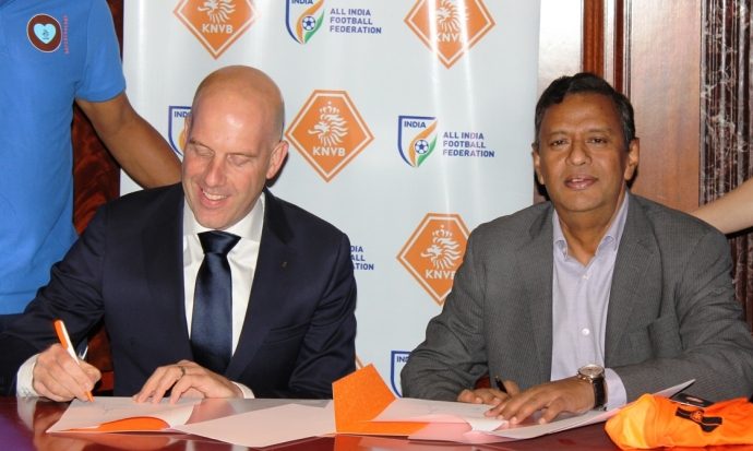All India Football Federation signs MOU with KNVB. (Photo courtesy: AIFF Media)