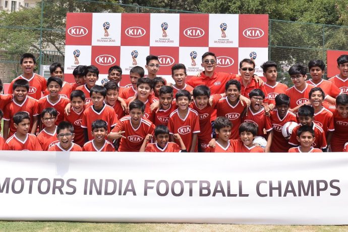 Kia Motors India selects kids as Official Match Ball Carriers for 2018 FIFA World Cup (Photo courtesy: Kia Motors India)