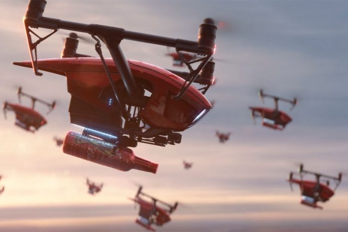 Budweiser's "Light Up the FIFA World Cup" campaign highlights the most ambitious beer and energy delivery ever, as drones carry Budweiser from the St. Louis Brewery to viewing parties around the world and the Luzhniki Stadium in Moscow. (Photo courtesy: Budweiser)