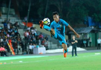 Indian national team player Udanta Singh in action at the Hero Intercontinental Cup 2018 in Mumbai. (Photo courtesy: AIFF Media)