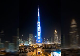 World's highest Football Live Scoreboard on Burj Khalifa captivates visitors. (Photo courtesy: Emaar)