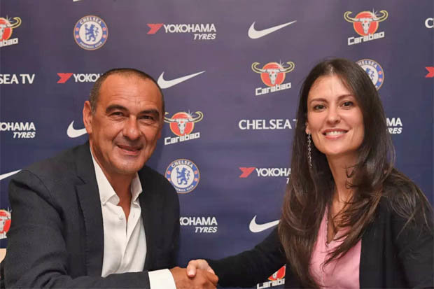New head coach Maurizio Sarri and Chelsea FC director Marina Granovskaia. (Photo courtesy: Chelsea FC)