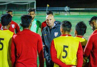 Head coach Stephen Constantine during a training session of the Indian national team. (Photo courtesy: AIFF Media)
