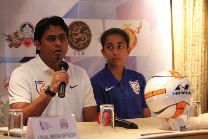 India U-15 Women's head coach Firmin D'Souza and player Avika Singh (Photo courtesy: AIFF Media)