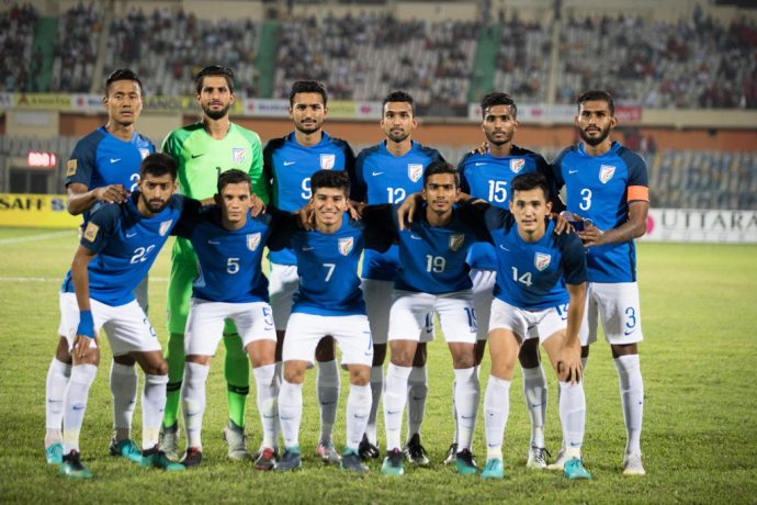 India U-23 national team at the SAFF Suzuki Cup 2018 Final. (Photo courtesy: AIFF Media)