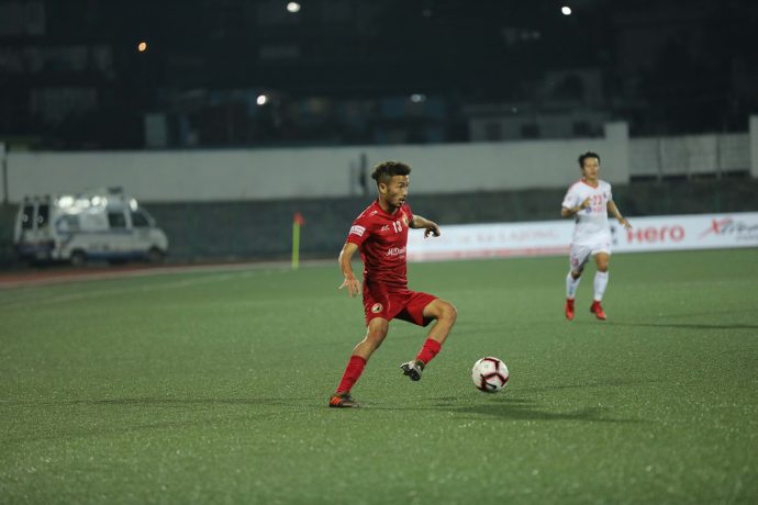 Naorem Mahesh Singh’s brace helped Shillong Lajong FC beat Aizawl FC 2-1 in the first NorthEadt Derby of the 12th Hero I-League season. (Photo courtesy: AIFF Media)