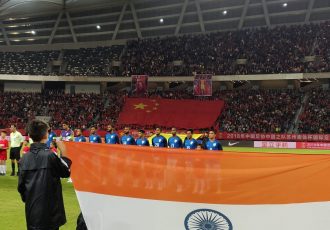 Historic friendly match between China and India at the Suzhou Olympic Sports Centre Stadium. (Photo courtesy: AIFF Media)