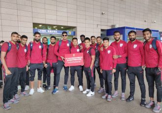 The Indian national team on their arrival in Shizhou for the forthcoming friendly against China. (Photo courtesy: AIFF Media)
