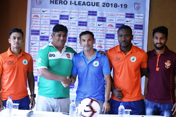 I-League pre-match press conference ahead of the NEROCA FC vs Gokulam Kerala FC encounter. (Photo courtesy: AIFF Media)