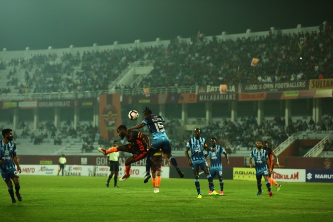 Hero I-League match action between Gokulam Kerala FC and Minerva Punjab FC. (Photo courtesy: AIFF Media)