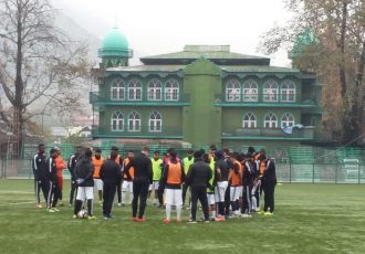 Real Kashmir FC training session at Srinagar's TRC Turf Ground. (Photo courtesy: AIFF Media)