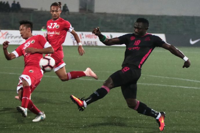 Hero I-League match action between Shillong Lajong FC and Minerva Punjab FC. (Photo courtesy: AIFF Media)