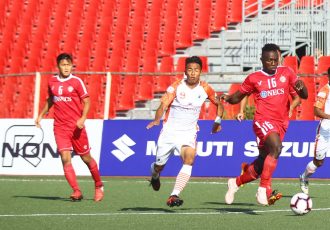 Hero I-League match action between Aizawl FC and NEROCA FC. (Photo courtesy: AIFF Media)