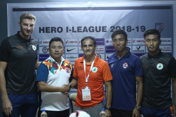 Pre-match press-conference ahead of the Hero I-League encounter Aizawl FC vs NEROCA FC. (Photo courtesy: AIFF Media)