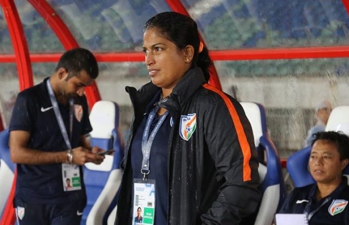 Indian Women's national team head coach Maymol Rocky. (Photo courtesy: AIFF Media)