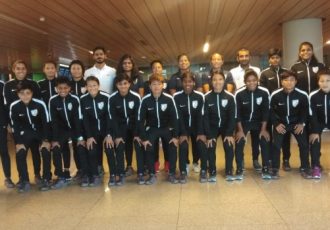 The Indian Women's national team squad on their way to Myanmar. (Photo courtesy: AIFF Media)