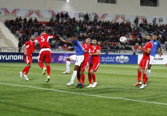 Match action during the international friendly match between India and Jordan at the King Abdullah II Stadium in Amman. (Photo courtesy: AIFF Media)