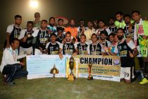 Mohammedan Sporting Club squad celebrating after their win against Oil India FC in the final of the 65th Bordoloi Trophy 2018. (Photo courtesy: Mohammedan Sporting Club)