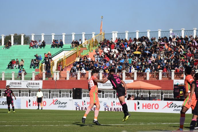 Hero I-League match action between NEROCA FC and Minerva Punjab FC. (Photo courtesy: AIFF Media)