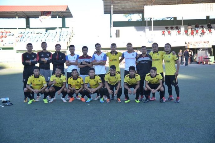 Ramhlun North FC players and officials at the sidelines of the MPL Playoffs. (Photo courtesy: Mizoram Football Association)