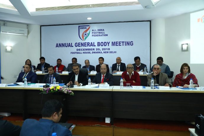 The All India Football Federation's Annual General Body meeting at the Football House in New Delhi. (Photo courtesy: AIFF Media)