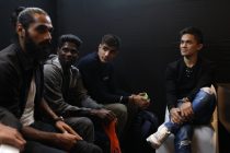 Indian national team players Sandesh Jhingan, Rowllin Borges, Gurpreet Singh Sandhu and Sunil Chhetri. (Photo courtesy: AIFF Media)