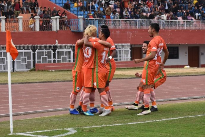 Hero I-League match action between NEROCA FC and Churchill Brothers. (Photo courtesy: AIFF Media)