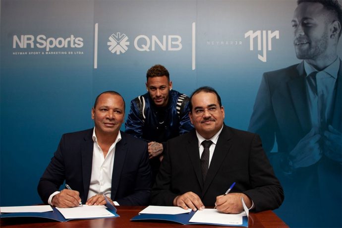 Neymar Silva Santos, Owner of NR Sport & Marketing, Nemar Jr. and Yousef Darwish, General Manager - QNB Group Communications. (Photo courtesy: QNB Group)