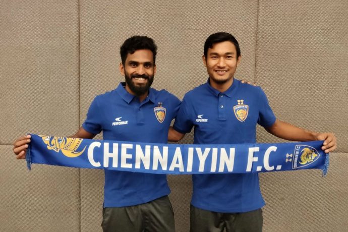 Chennaiyin FC's new signings CK Vineeth and Halicharan Narzary. (Photo courtesy: Chennaiyin FC)