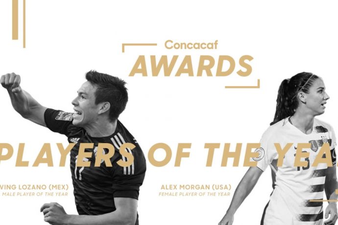 Hirving Lozano and Alex Morgan named 2018 Concacaf Players of the Year. (Image courtesy: Concacaf)