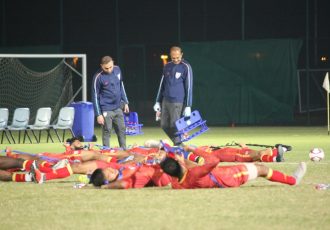 The medical staff monitoring the Indian national team's training session. (Photo courtesy: AIFF Media)