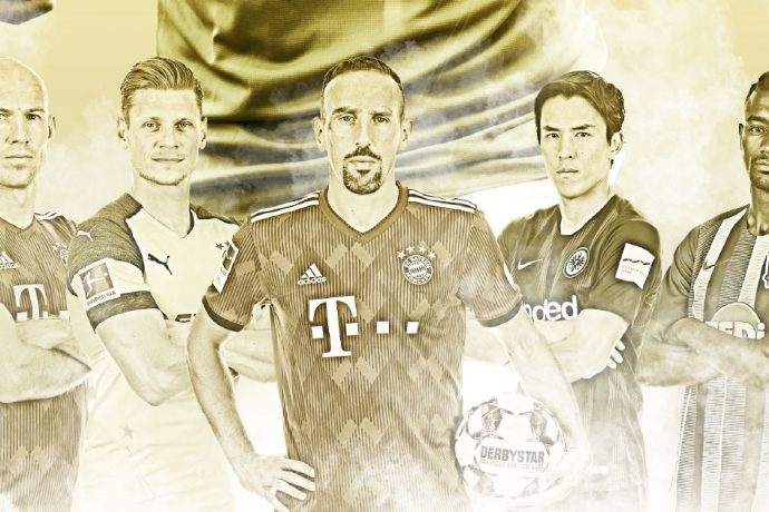 A legendary generation of Bundesliga stars: Arjen Robben, Lukasz Piszczek, Franck Ribéry, Makoto Hasebe and Salomon Kalou. (Image courtesy: Bundesliga)