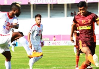 Hero I-League match action between Gokulam Kerala FC and Aizawl FC. (Photo courtesy: AIFF Media)