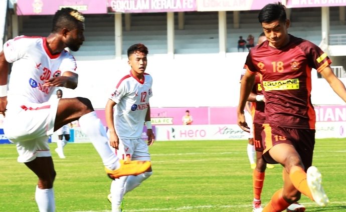 Hero I-League match action between Gokulam Kerala FC and Aizawl FC. (Photo courtesy: AIFF Media)