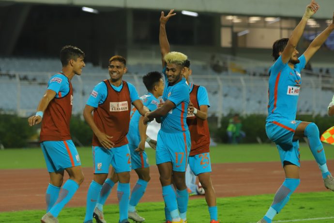 Indian Arrows players celebrating their win in the Hero I-League. (Photo courtesy: AIFF Media)