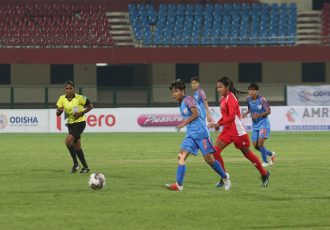 Hero Gold Cup 2019 match action between the Women's national teams of India and Nepal. (Photo courtesy: AIFF Media)