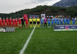The Women's national teams of Romania and India at the Turkish Women's Cup 2019. (Photo courtesy: AIFF Media)
