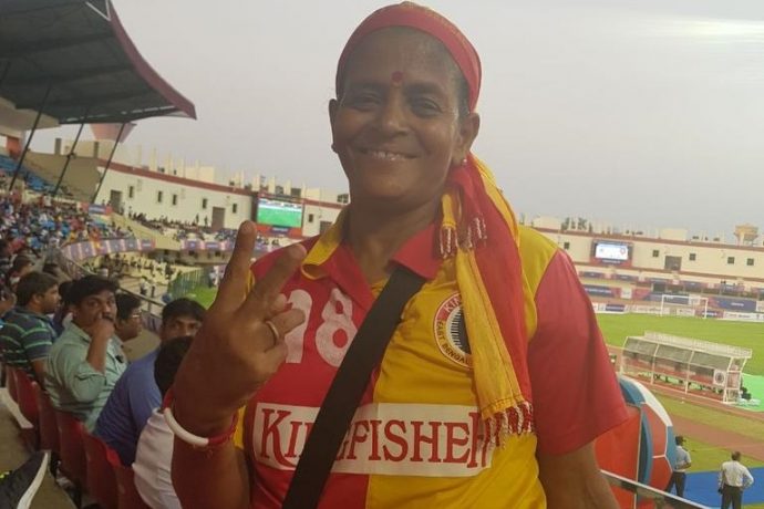Lozenge Masi underlining women’s fanaticism around football in India. (Photo courtesy: AIFF Media)