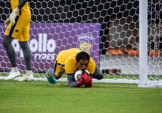 Chennaiyin FC goalkeeper Karanjit Singh during a training session. (Photo courtesy: Chennaiyin FC)