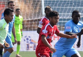 Hero I-League match action between Aizawl FC and Churchill Brothers. (Photo courtesy: AIFF Media)