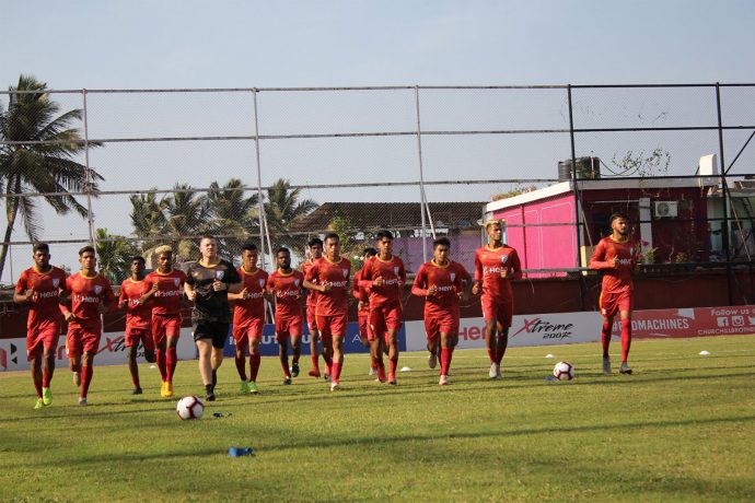 The India U-23 national team squad during a training session in Goa. (Photo courtesy: AIFF Media)