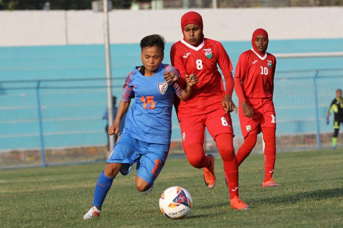 SAFF Women's Championship match action between India and Maldives. (Photo courtesy: AIFF Media)