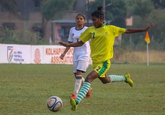 Junior Girls' National Football Championship 2019-20 match action at the Polo Ground in Kolhapur, Maharashtra. (Photo courtesy: AIFF Media)