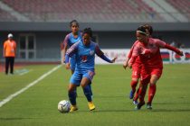 2020 AFC Women's Olympic Qualifying Tournament Round 2 match action between the Indian Women's national team and Nepal. (Photo courtesy: AIFF Media)