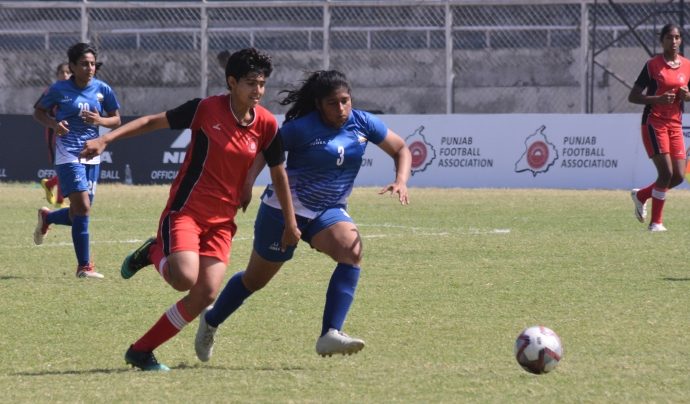 Indian Women's League match action between Alakhpura FC and Hans Women FC. (Photo courtesy: AIFF Media)